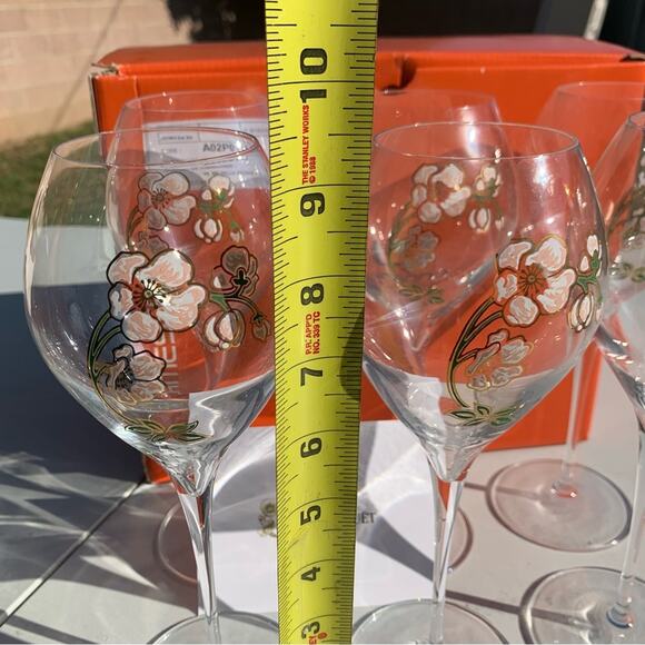 Perrier Jouet Verre Belle Epoque Hand PaintedAnimone Grand Champagne 6pc Set - Picture 8 of 12